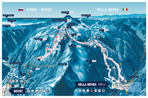 Kanin Bovec Sella Nevea mapa tras narciarskich